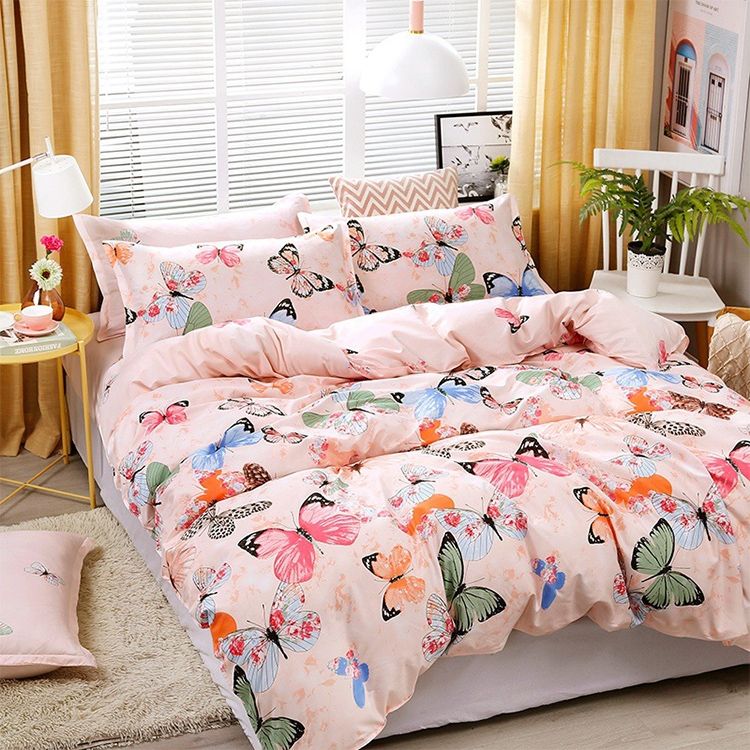 4 PCS Printing Bedding Set Bed Sheet Pillowcases Cover