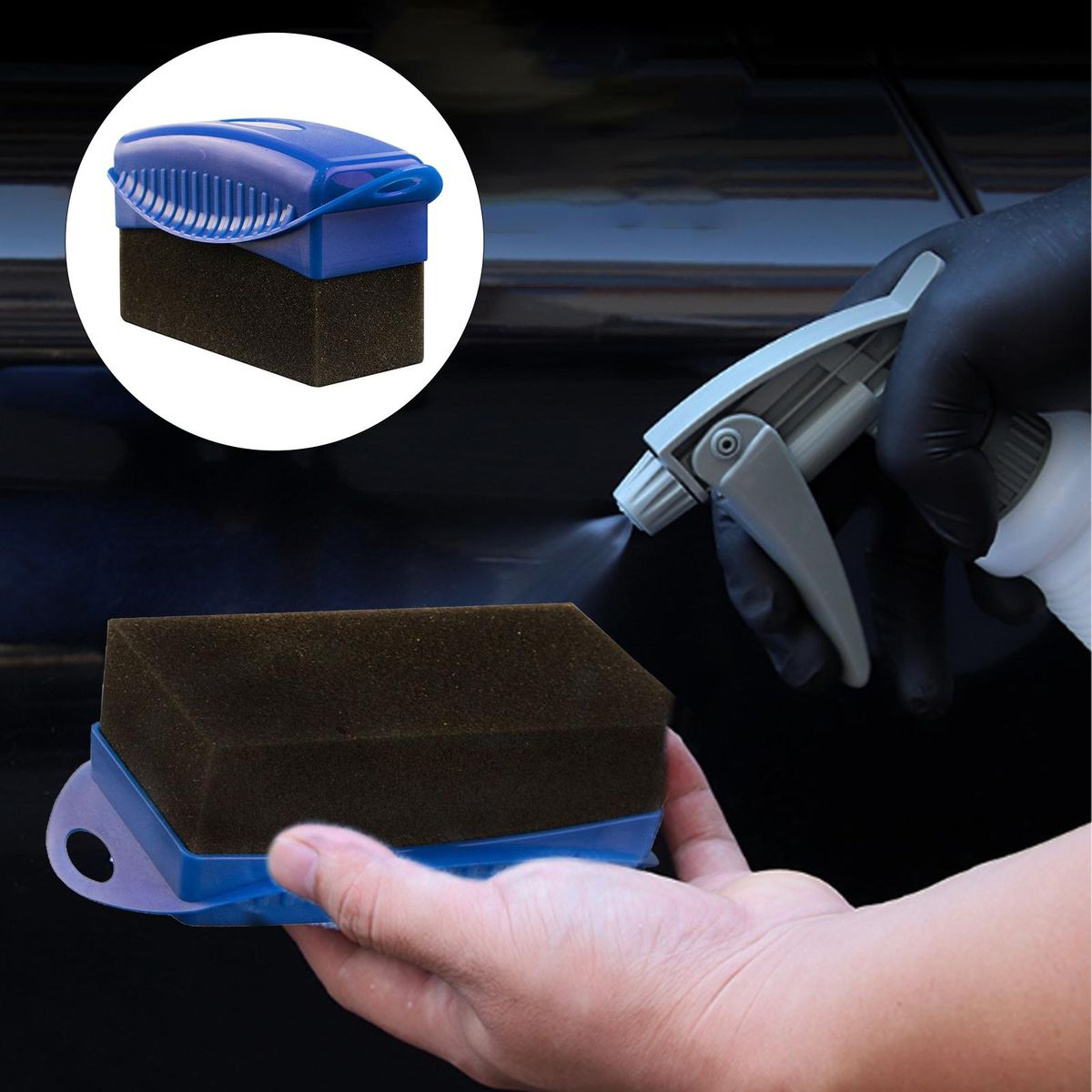 Tire Sponge Brush Tire Care Kit 2pcs Soft Applicator Pads for Waxing Blue