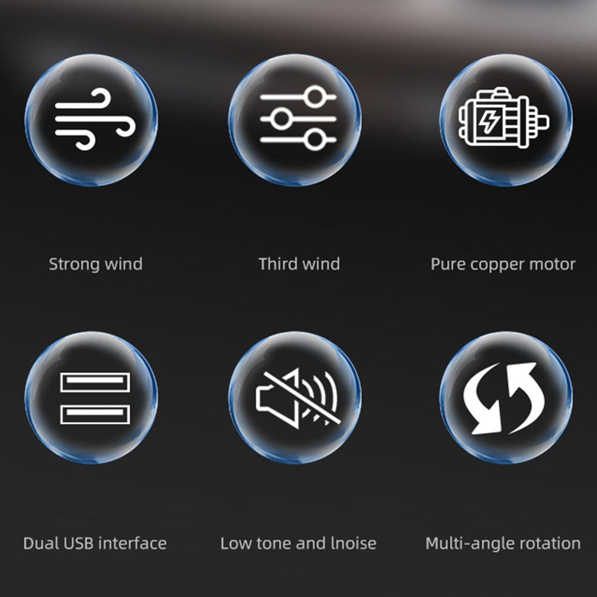 Electric Car Fan Dual Head USB Car Fan