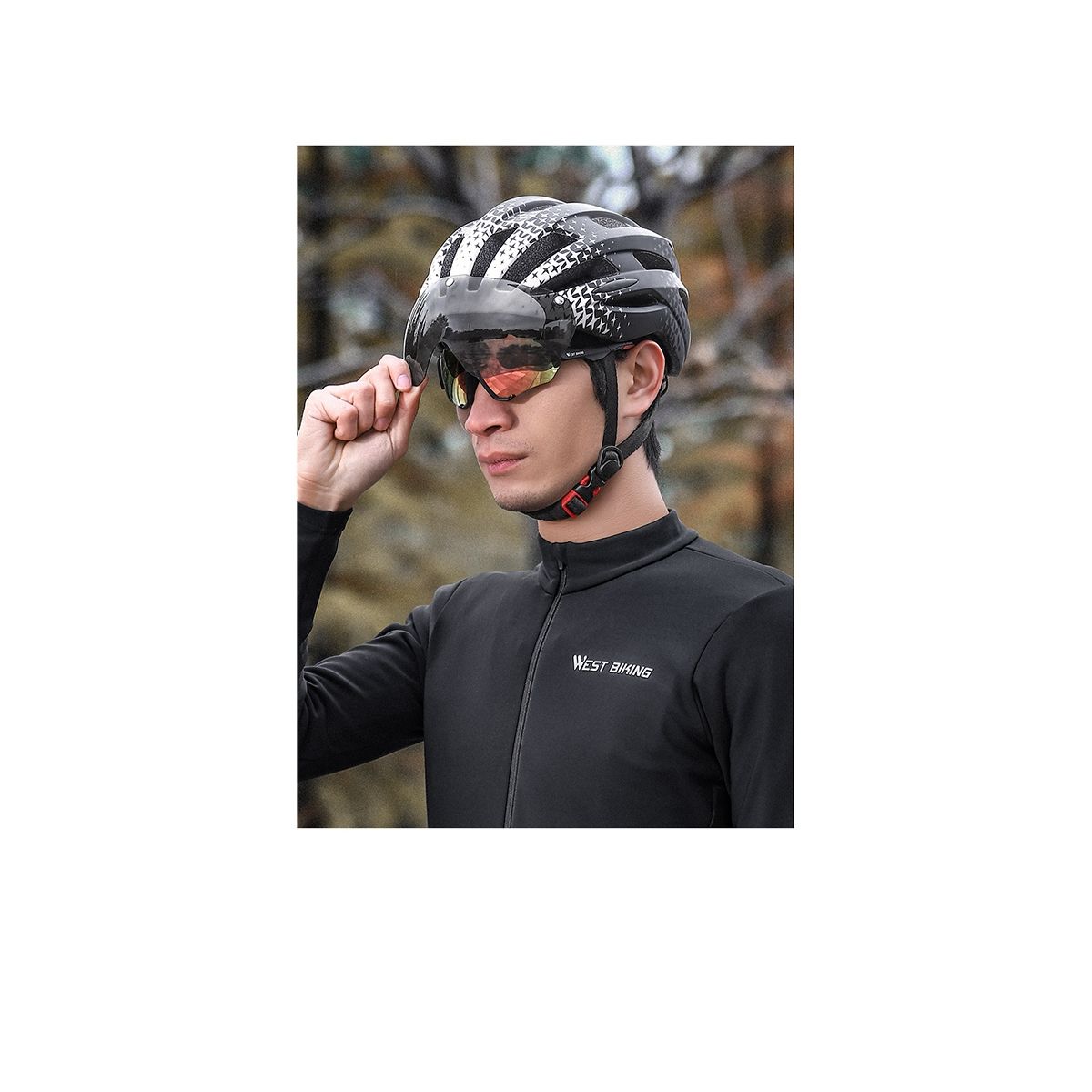 Bike Helmet Detachable Magnetic Goggles Removab