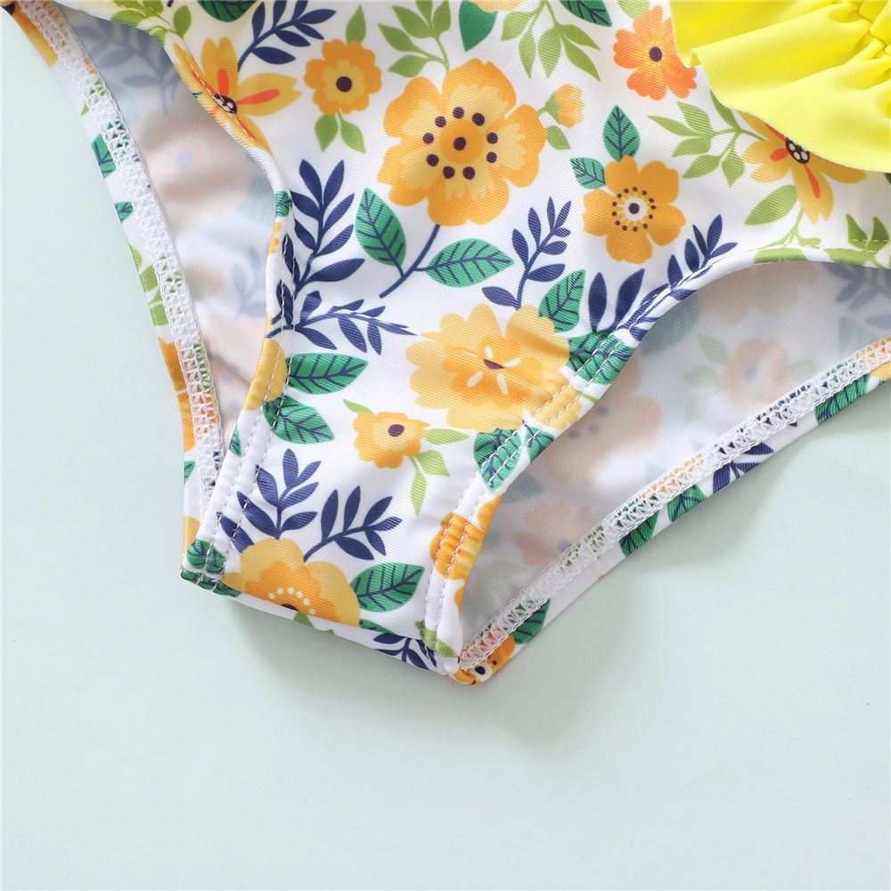 1-5Years Kid Girl Floral Ruffle Top Shorts Swimwear Set
