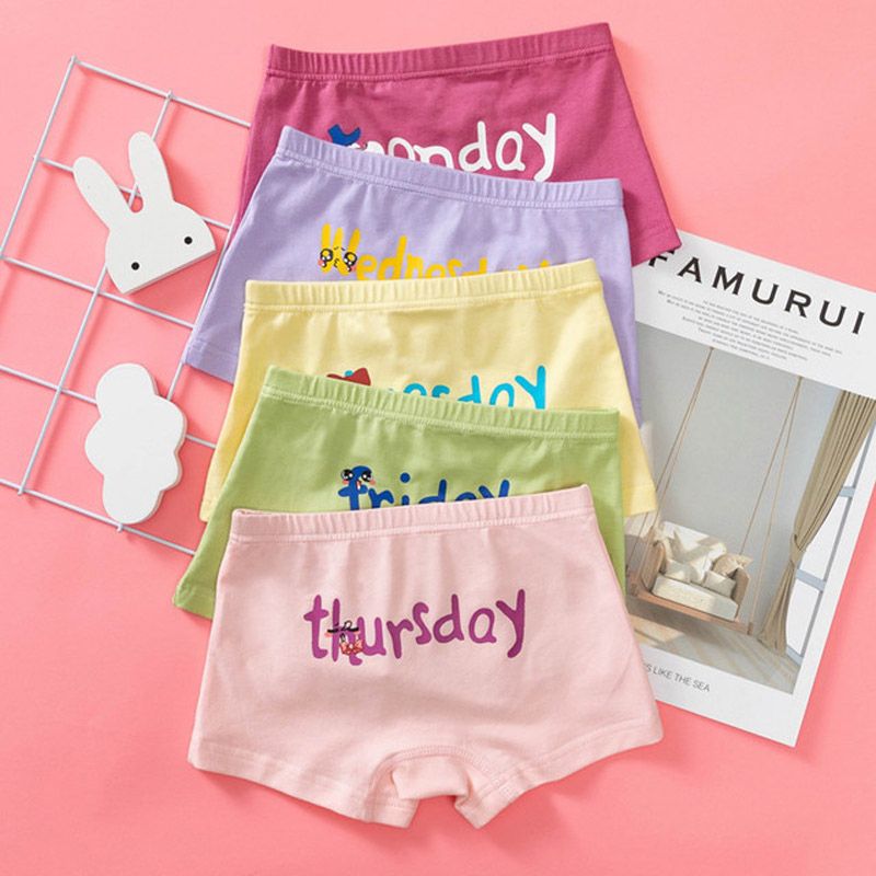 Girls Boxer Shorts,Kids Cotton 5 Pack Underpants 3-12 Years