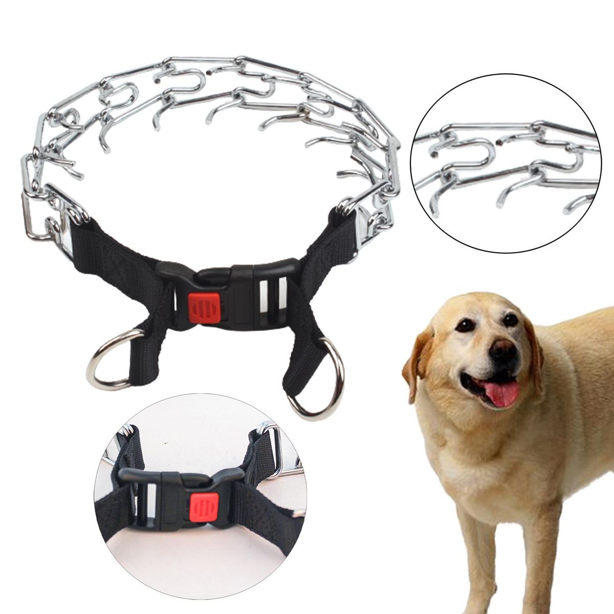 Dog Training Chain Collar Adjustable Prong Pinch