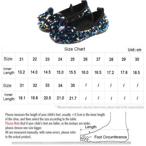 Girls' Single Leather Flat Children's Bow Sequin Soft Sole Princess Shoes Black