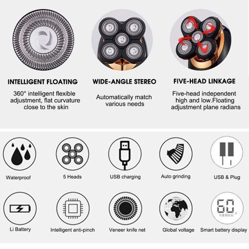 Rechargeable 5 Heads Ll Head Men's Cordless Hair Clipper