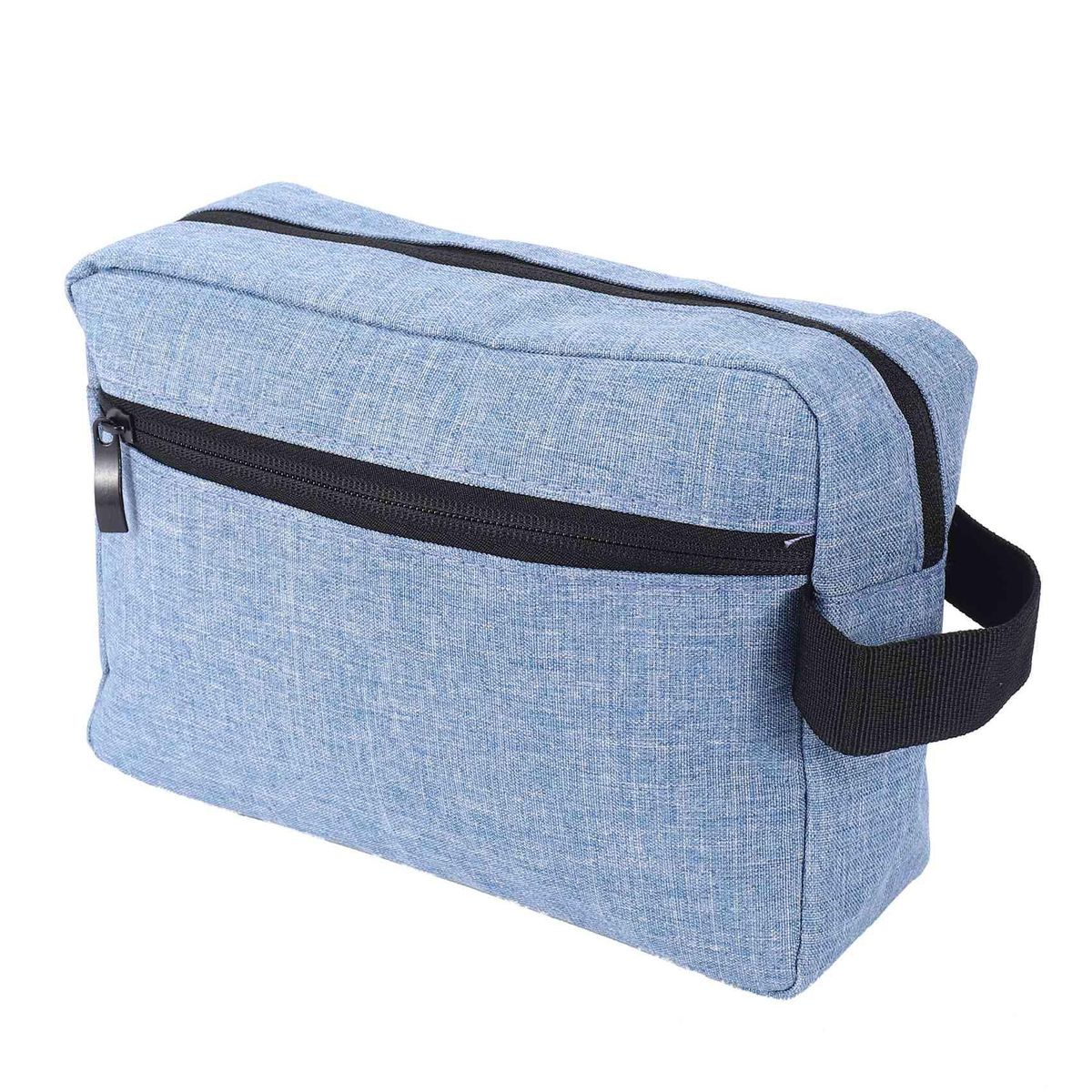 Blue Men Business Zipper Cosmetic Bag Double Layer Waterproo