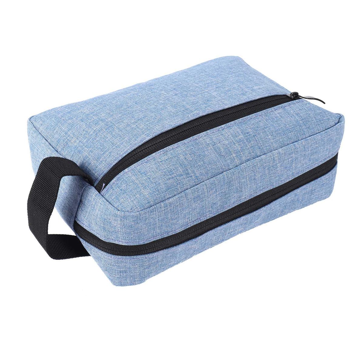 Blue Men Business Zipper Cosmetic Bag Double Layer Waterproo
