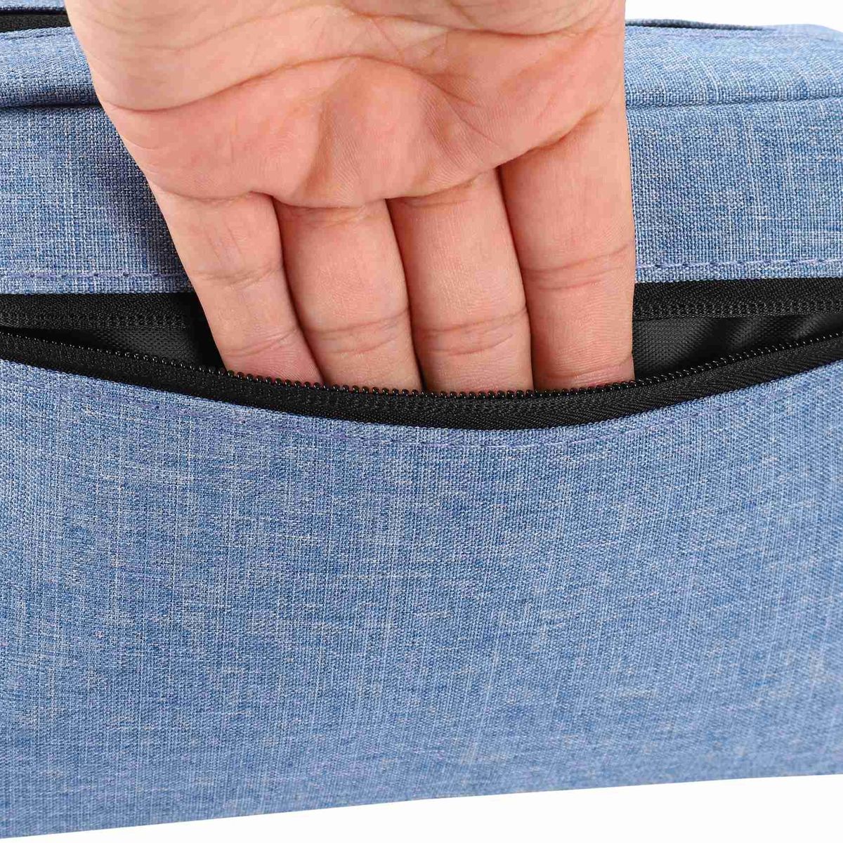 Blue Men Business Zipper Cosmetic Bag Double Layer Waterproo