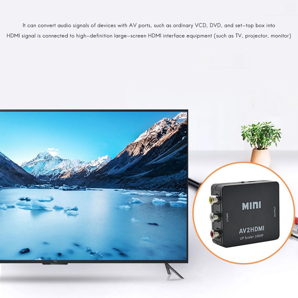 AV to HDMI-Compatible Converter 1080P Mini RCA Composite