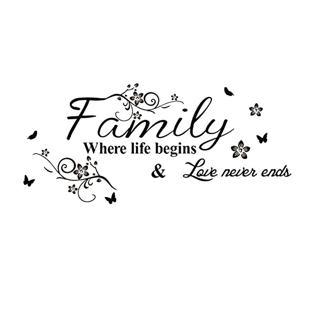 Family Letter Flower Wall Sticker Living Room Wallpaper-