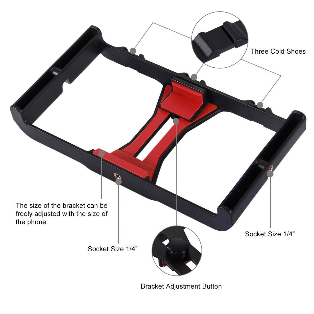 PULUZ 2 In 1 Vlogging Live Broadcast Smartphone Video Rig + 4.7 Inch 12cm Ring LED Selfie Light Kits With Cold Shoe Tripod Head For IPhone, Galaxy, Huawei, Xiaomi, HTC, LG, Google, And Other Smartphones(Red)