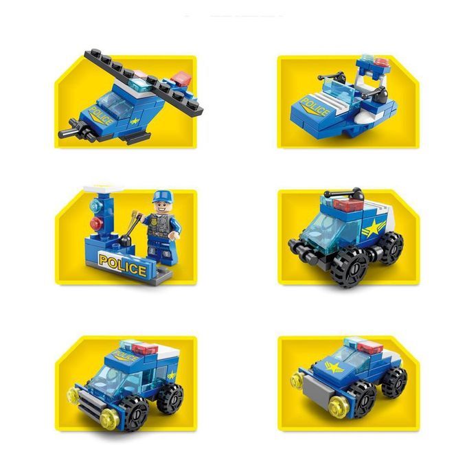 Fire Fighting 6in1 Tru Ks Tank Navy Boat Building Blo Ks  Hildren Toys-8612-6