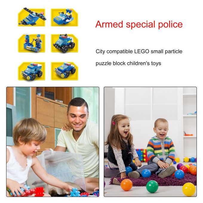 Fire Fighting 6in1 Tru Ks Tank Navy Boat Building Blo Ks  Hildren Toys-8612-6