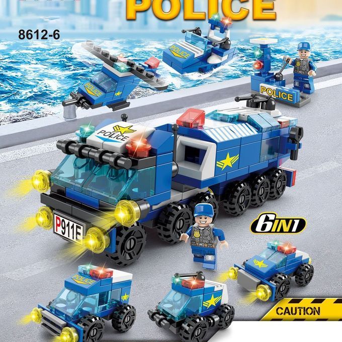 Fire Fighting 6in1 Tru Ks Tank Navy Boat Building Blo Ks  Hildren Toys-8612-6