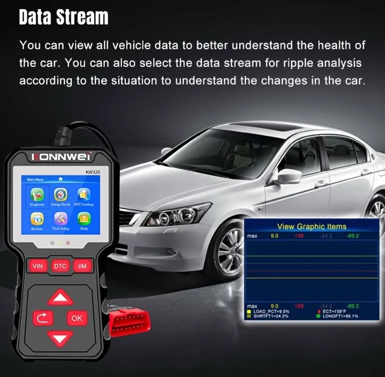 KW320 OBDII Car Scanner Car EOBD OBD1 2 Diagnostic Tool Scanner Code Reader & Eraser Auto Scan