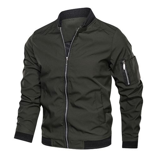 Men's Jacket-Lightweight Bomber Jacket Zip Pockets Coat Outwear (Black)