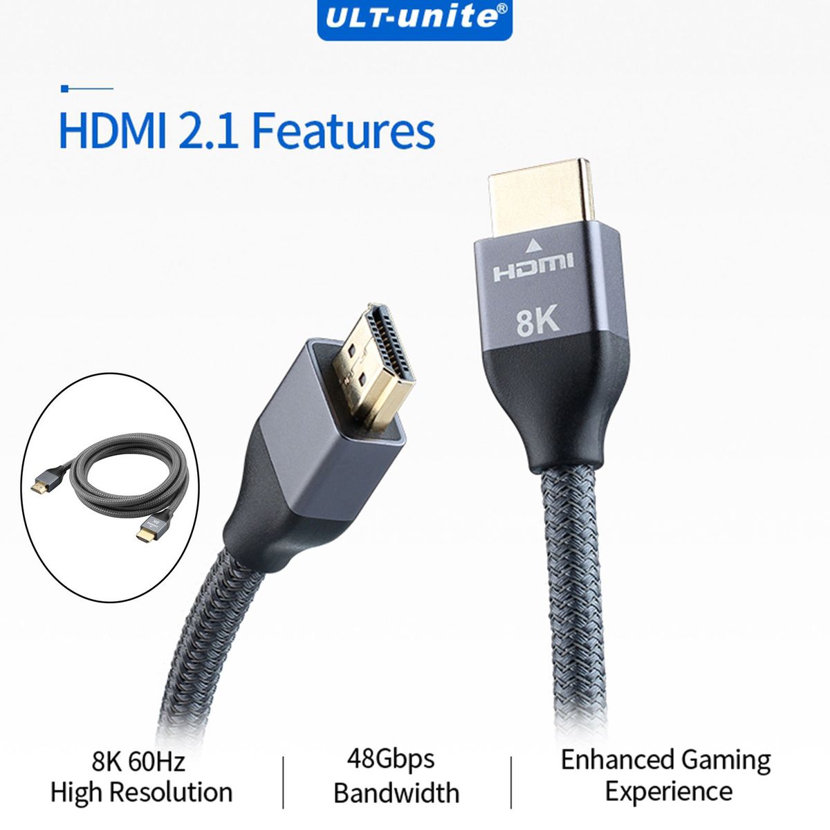 HDMI Cable 8K 60Hz 4K 120Hz 48Gbps High Speed For TV Laptop
