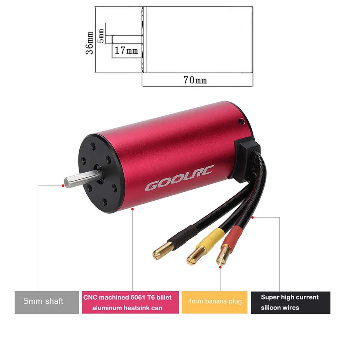 GoolRC S3670 2850KV Sensorless Brushless Motor 120A Brushless ESC and Program Card Combo Set for 1/8 RC Car Truck