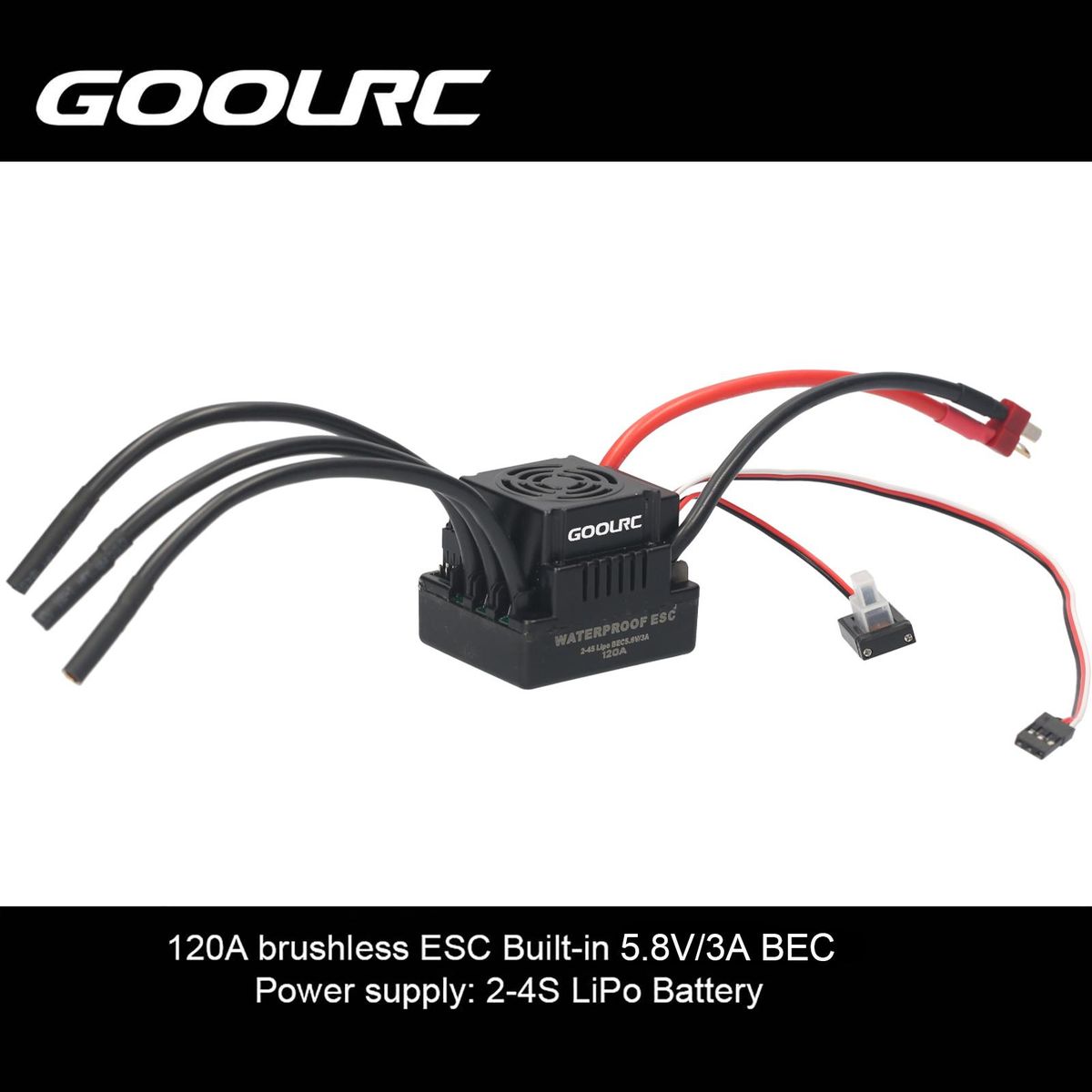 GoolRC S3670 2850KV Sensorless Brushless Motor 120A Brushless ESC and Program Card Combo Set for 1/8 RC Car Truck