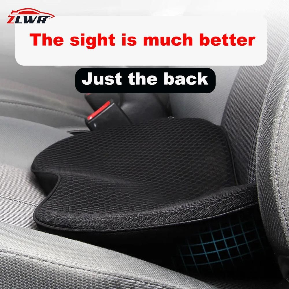 Car multi-functional seat cushion 2 in 1 memory foam car seat cushion small waist pillow health protection breathable heightening pad black