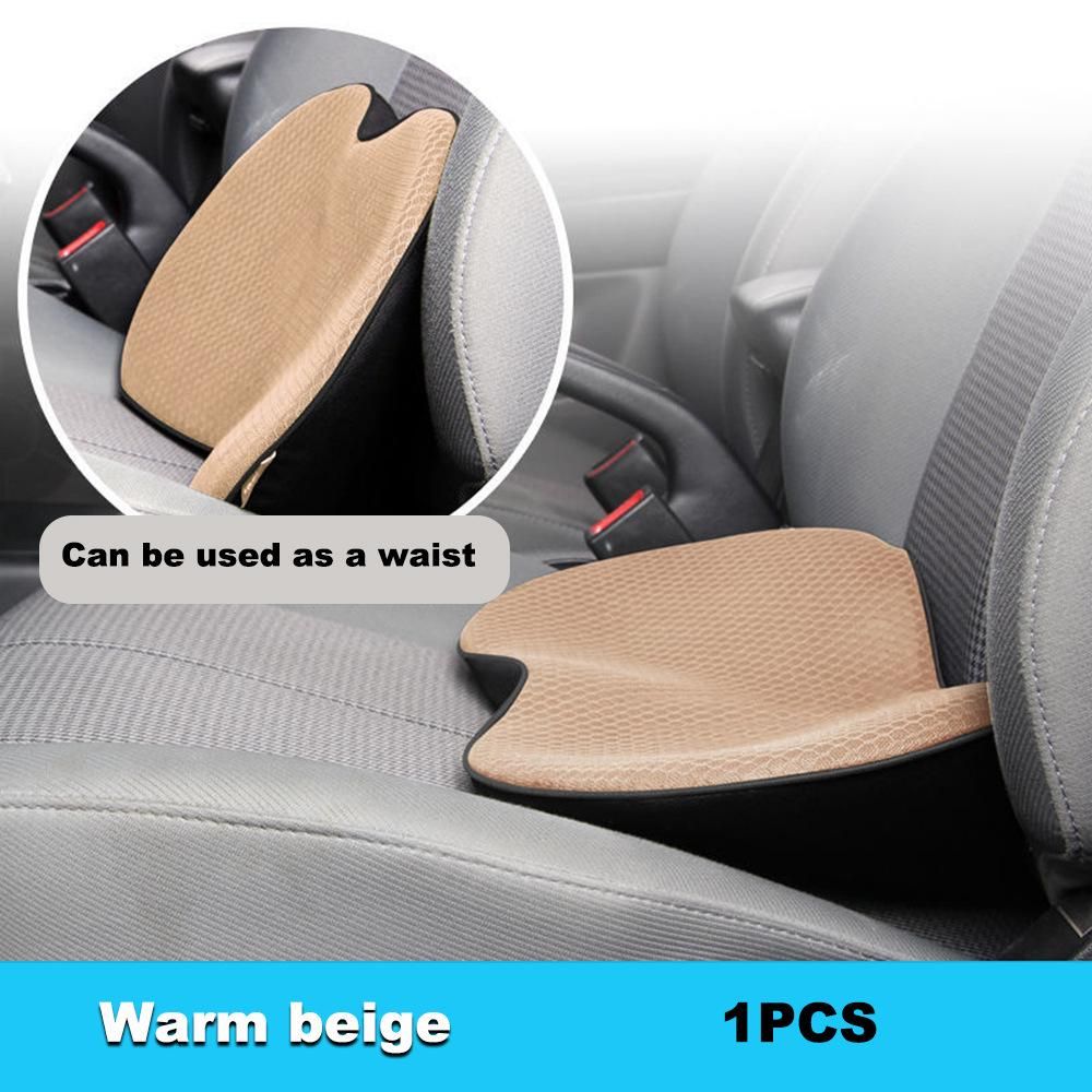 Car multi-functional seat cushion 2 in 1 memory foam car seat cushion small waist pillow health protection breathable heightening pad black