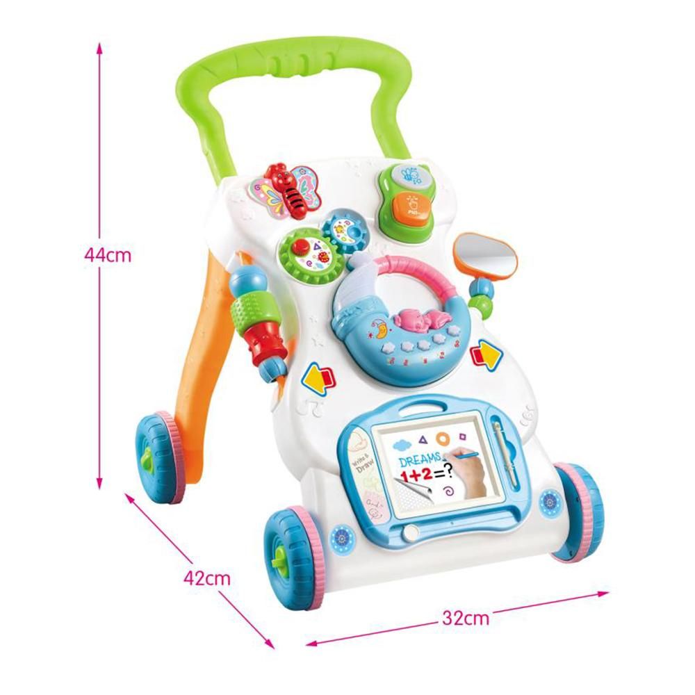 Multifunctional Toddler Trolley Sit-to-Stand ABS Musical Walker with Adjustable Height