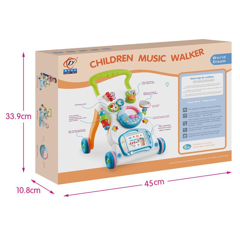 Multifunctional Toddler Trolley Sit-to-Stand ABS Musical Walker with Adjustable Height