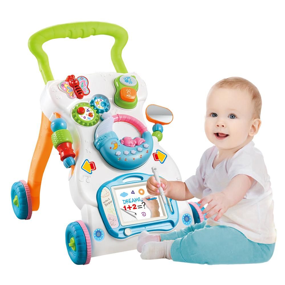 Multifunctional Toddler Trolley Sit-to-Stand ABS Musical Walker with Adjustable Height