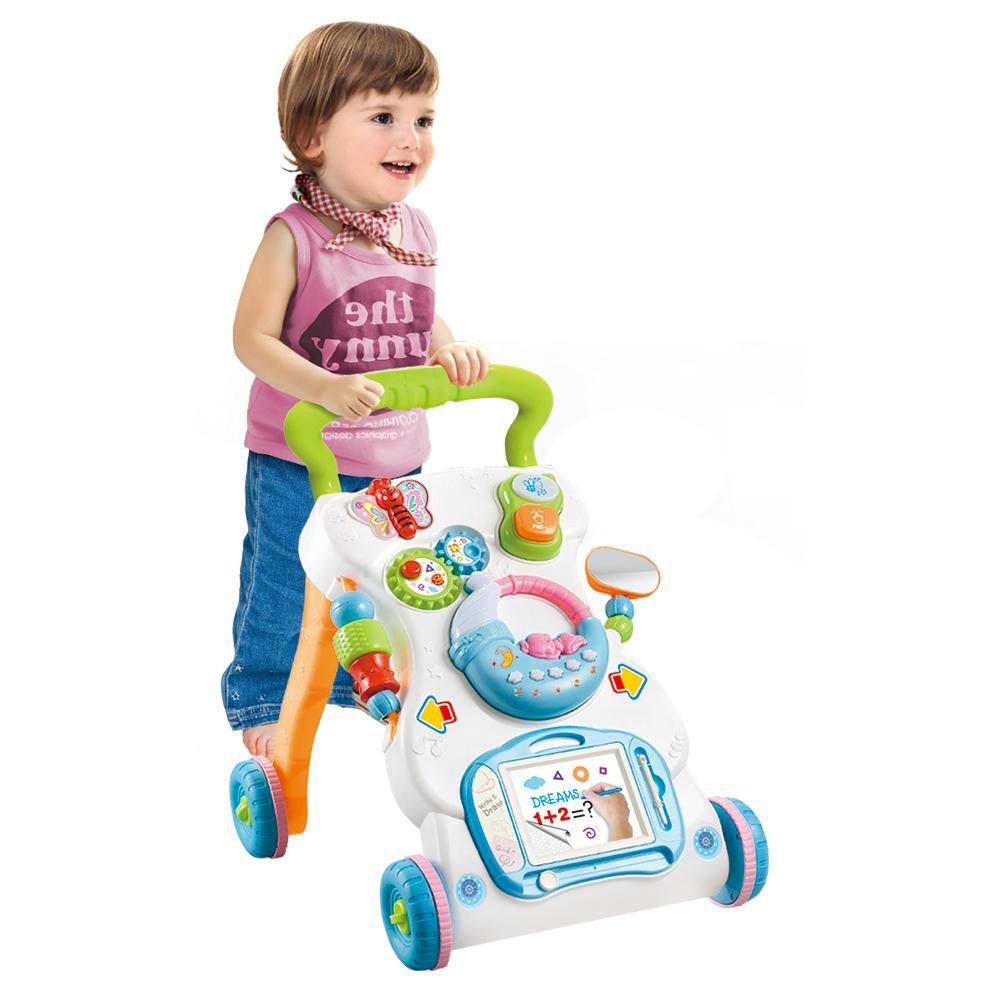 Multifunctional Toddler Trolley Sit-to-Stand ABS Musical Walker with Adjustable Height