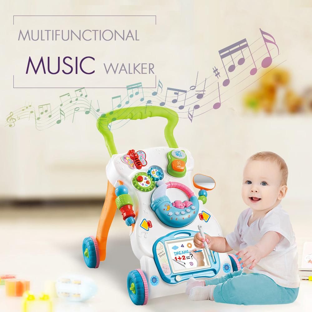Multifunctional Toddler Trolley Sit-to-Stand ABS Musical Walker with Adjustable Height