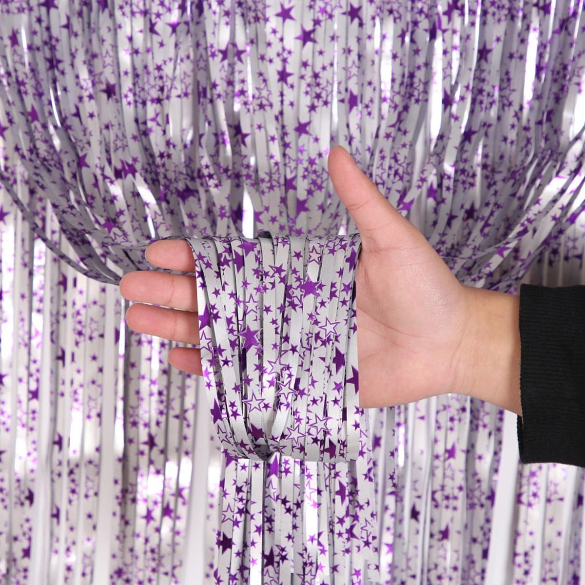 Door Curtain Star Print Party Backdrop Curtain Streamers Purple