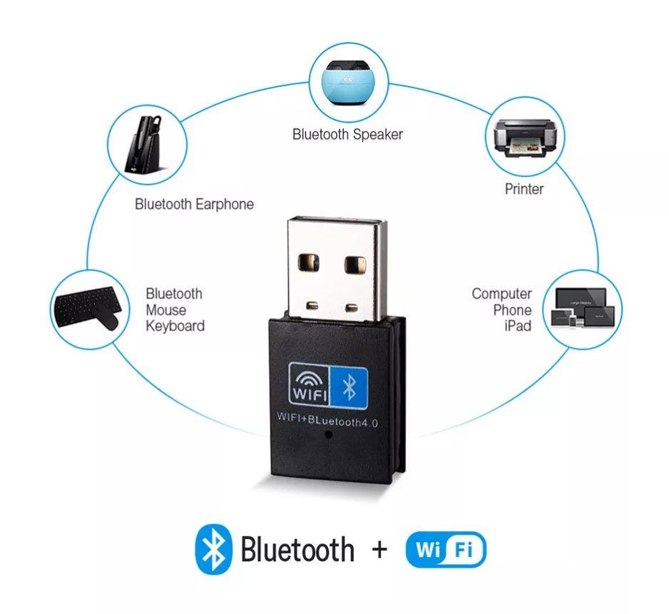 2 In 1 WiFi And Bluetooth Wireless Adapter USB Dongle