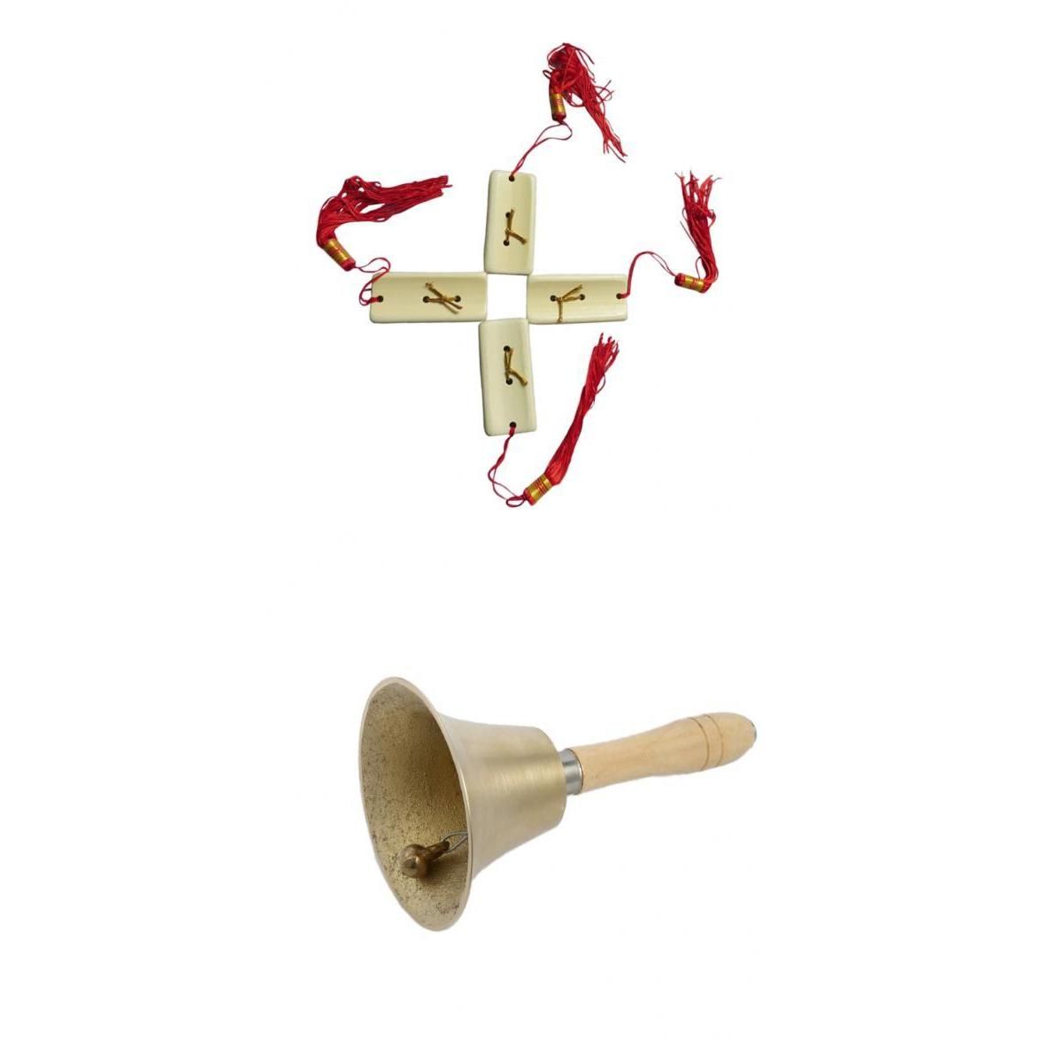 Wood Handle Bell Handbell Bell With Finger Castanets
