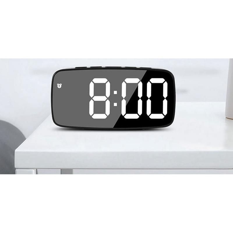 Smart Digital Alarm Clock BedsideRed LED Travel USB Desk Clock with 1224H Date Temperature Snooze for BedroomBlack