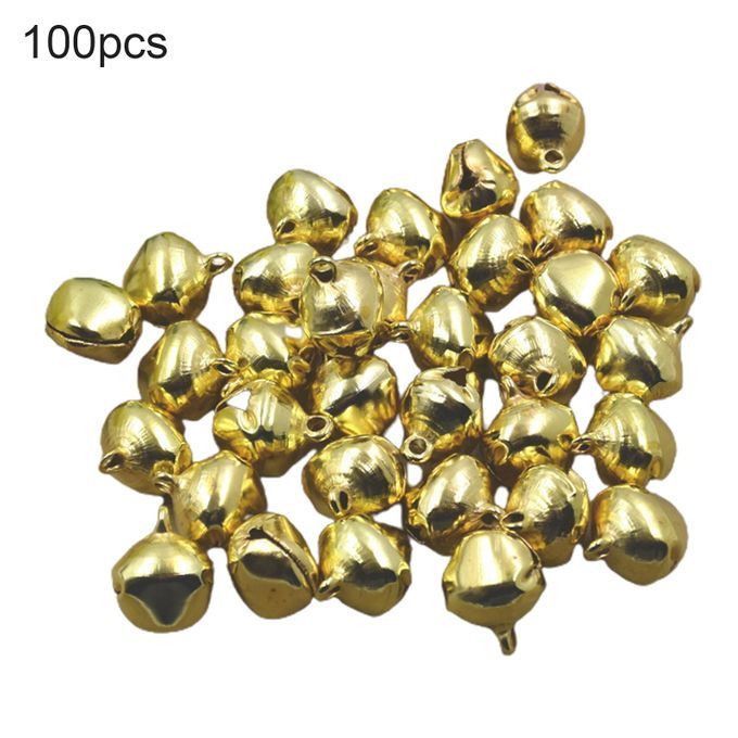 100Pcs 6mm Bright Color Christmas Bells Eye-catching-Golden