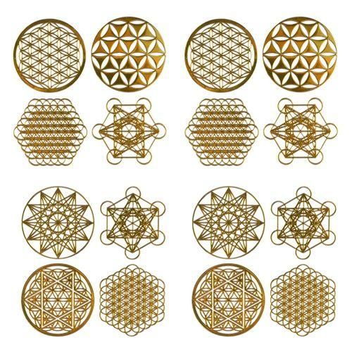 16Pcs/Set Metal Energy Decor Sticker Flower Of