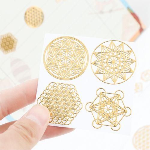 16Pcs/Set Metal Energy Decor Sticker Flower Of