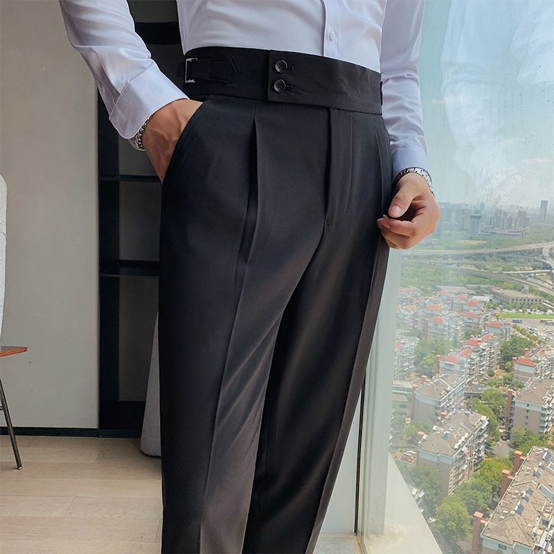 2021 British High-waist Pant Men Social Pant Traje Hombre Formal Dress Pants