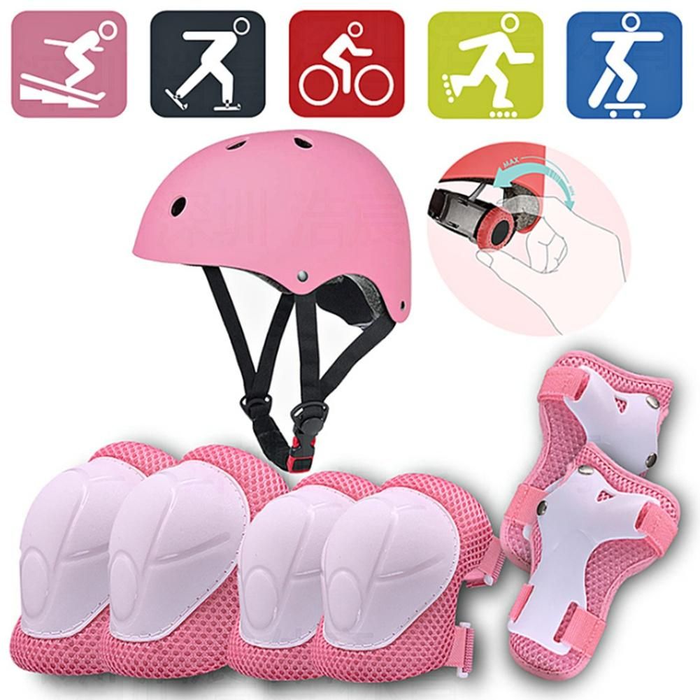 7Pcs/set Kids Safety Helmet Knee Elbow Pad Sets  Skate Bicycle Protection Guard