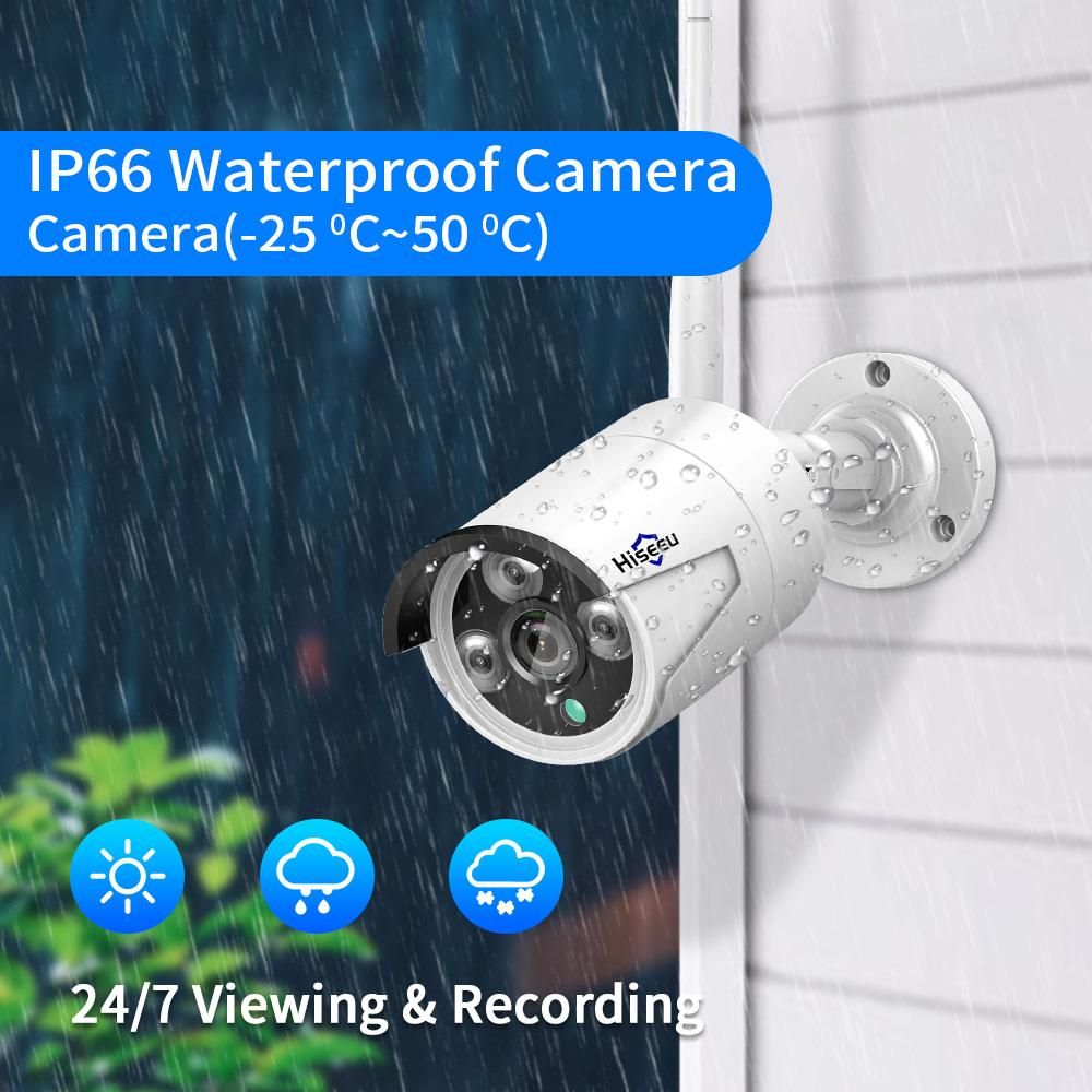 3MP Wireless Security Camera System with 10inch Monitor,8 Channel Video NVR with 4pcs 3MP Outdoor Indoor Home Surveillance IP Camera support Night Vision Motion Detection Remote Access Built-in Microphone,NO Hard Drive