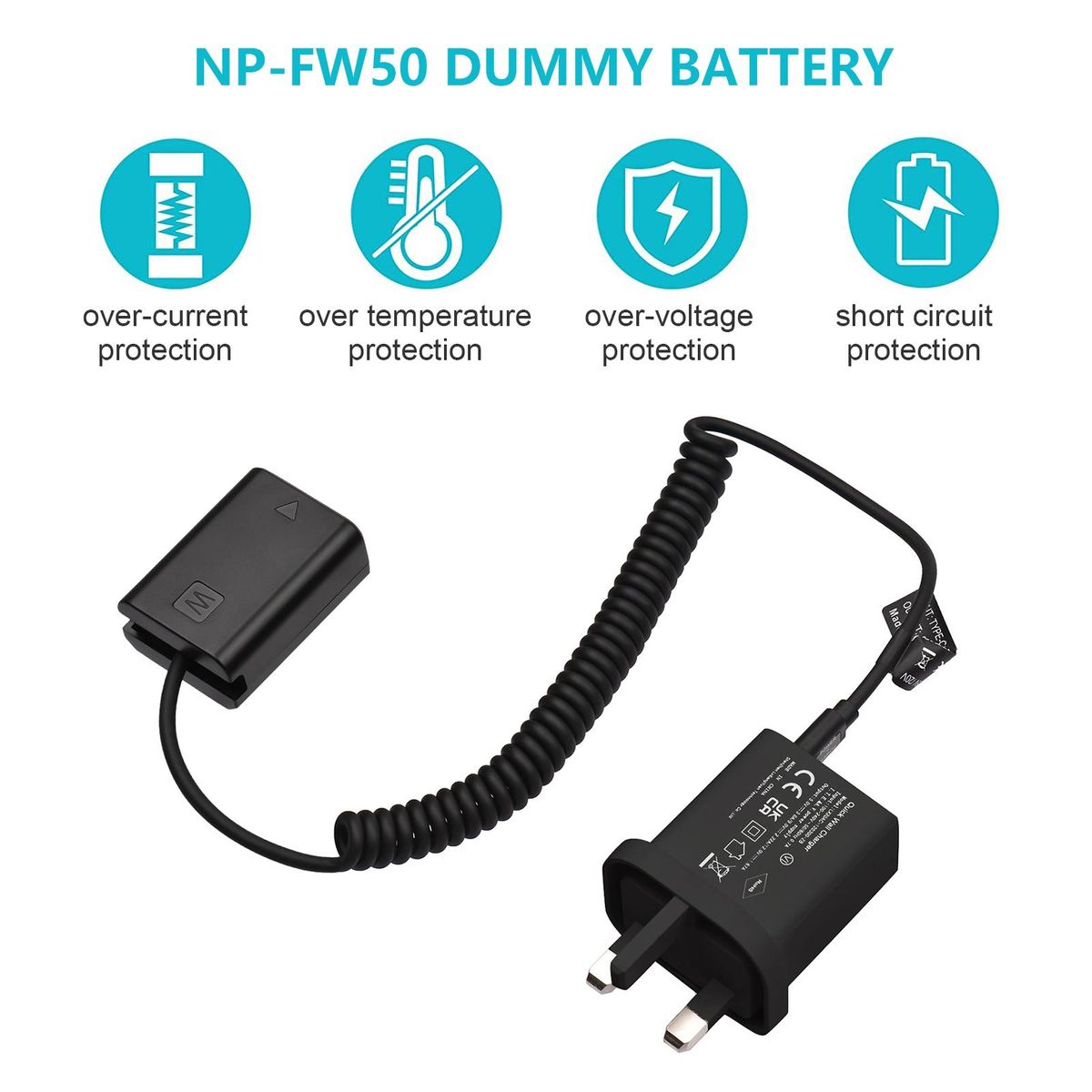 Andoer Type-C NP-FW50 Dummy Battery DC Coupler 20W PD Adapter Replacement for Sony A7S2 A7S A7 II R RII A7M2 A6000 A6300 A6500 A7000