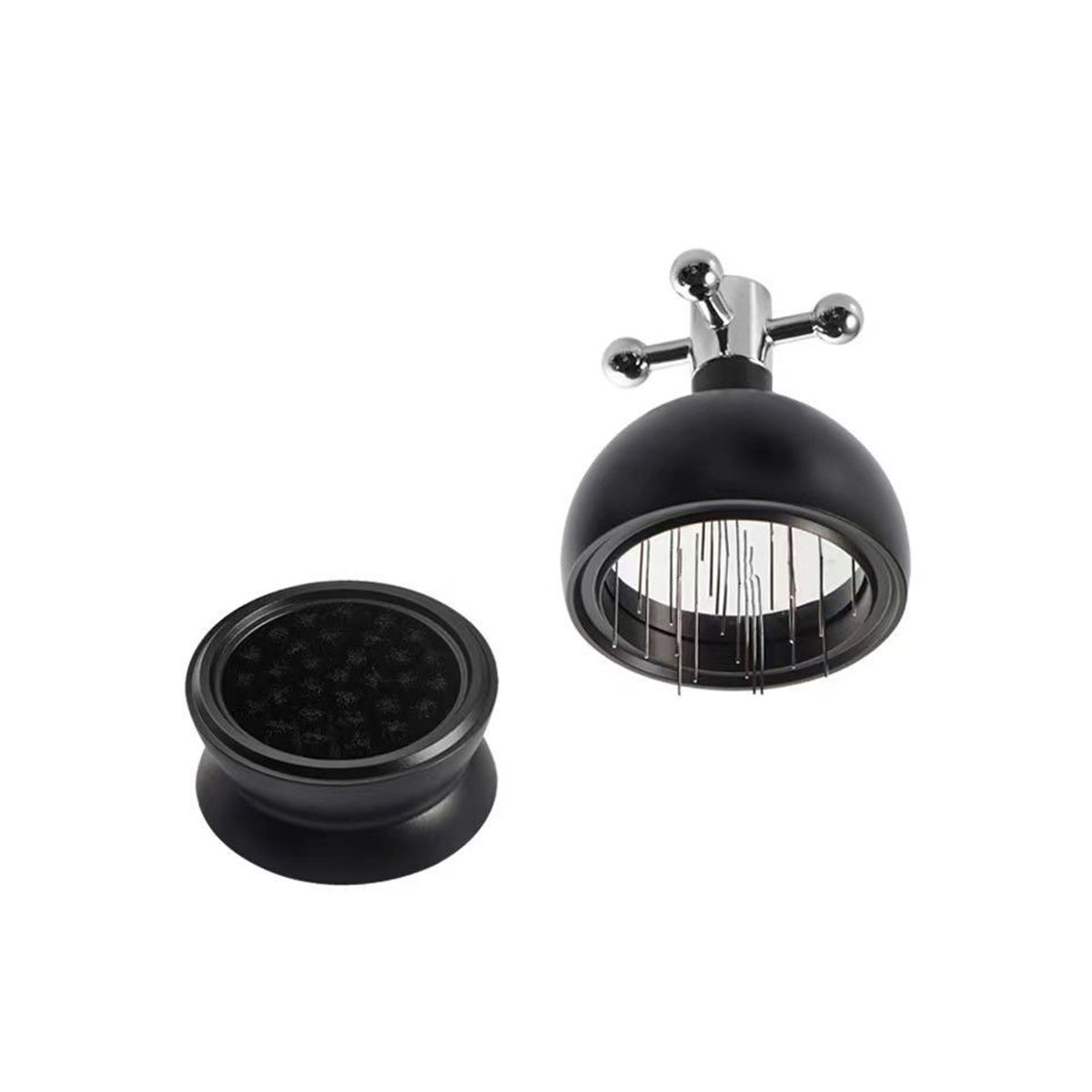 Black Coffee Distributor,Saving 22 Needles Rotating Valve Head Coffee Needle Distributor Fixed Cover for Powder 51mm