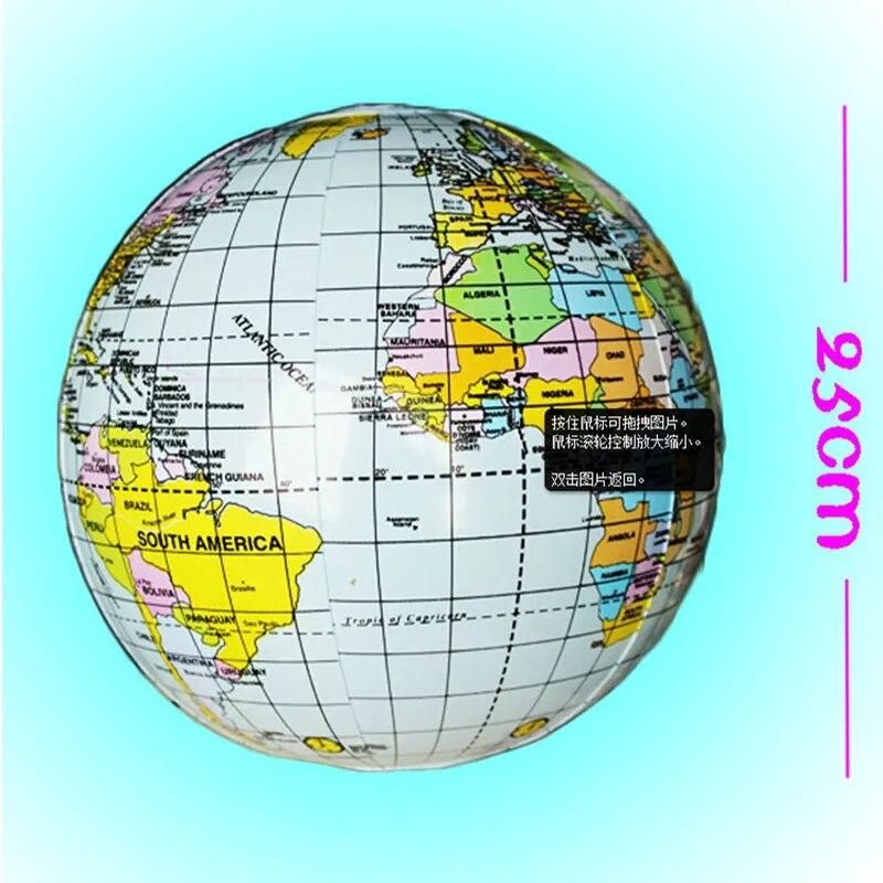 Inflatable Earth Beach Ball World Map Early Educational Teaching Tool Inflated Toy Ball Kids Learning Playing Fun TD0065
