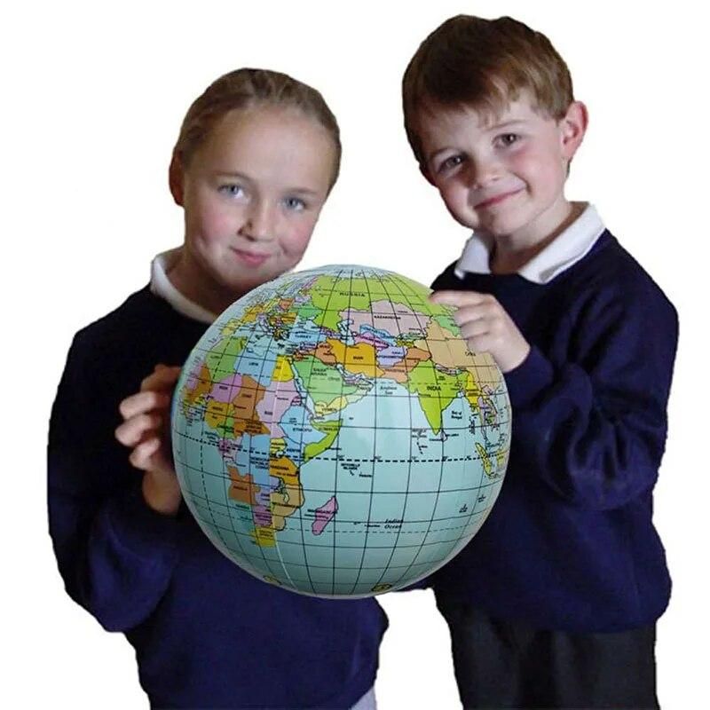 Inflatable Earth Beach Ball World Map Early Educational Teaching Tool Inflated Toy Ball Kids Learning Playing Fun TD0065
