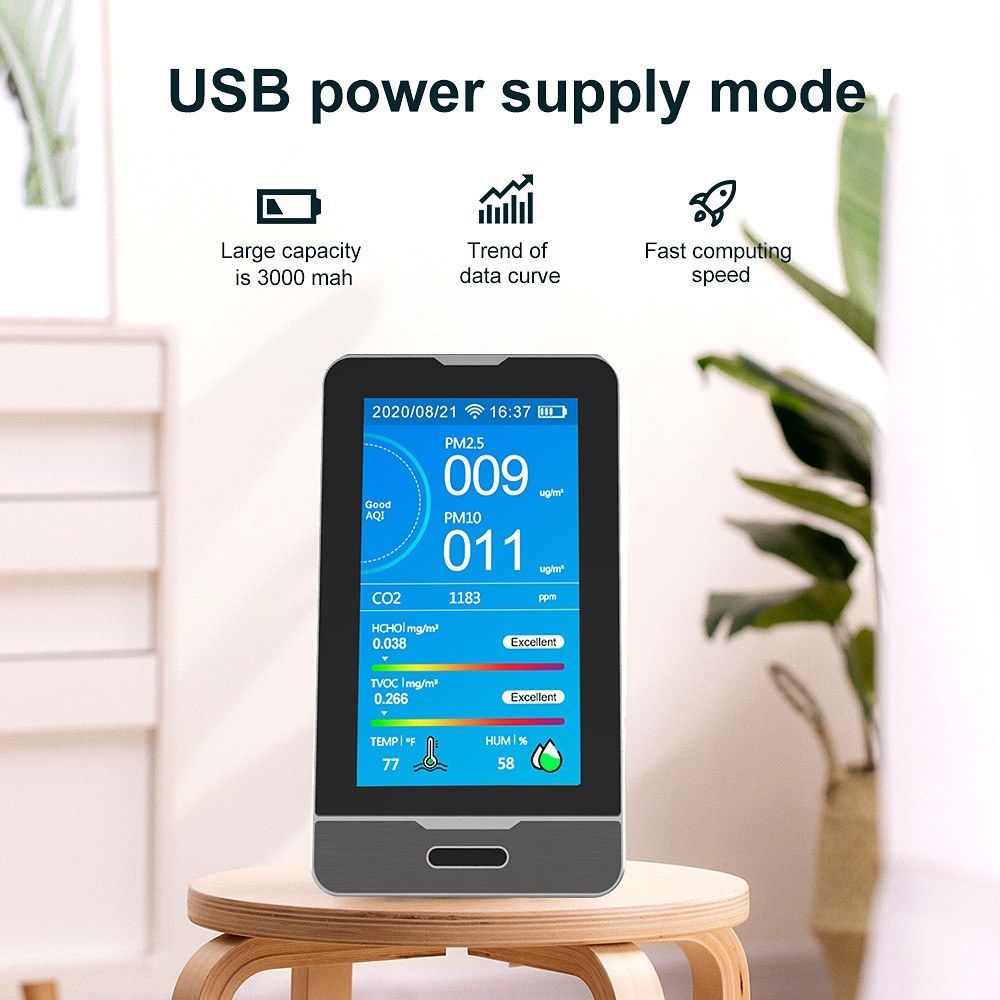 DM73B TUYA WIFI 4.3 Inch LED Display Portable PM2.5 PM1.0