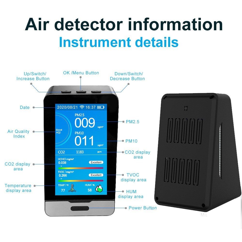 DM73B TUYA WIFI 4.3 Inch LED Display Portable PM2.5 PM1.0