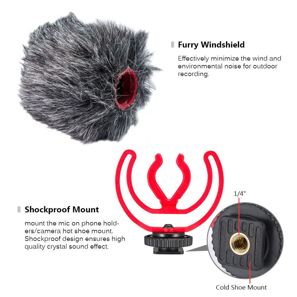 BY-MM1+ Mini Stereo Mic With Shockmount For IOS Android Smartphone Vlog, PC Live Streaming, On Canon Nikon DSLR SLR Camera, Video Interview Mic