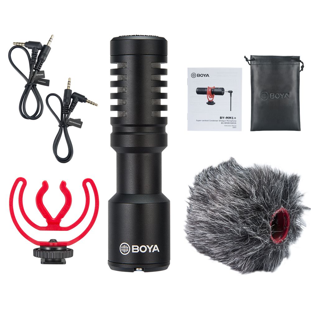 BY-MM1+ Mini Stereo Mic With Shockmount For IOS Android Smartphone Vlog, PC Live Streaming, On Canon Nikon DSLR SLR Camera, Video Interview Mic