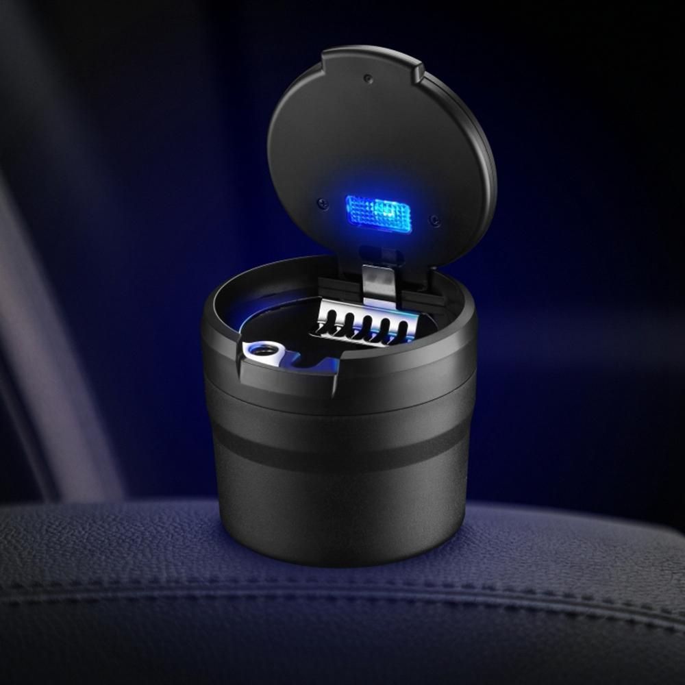 Portable Ashtray with LED Light Auto Moke Cup Holder Ash Tray for Car Smokeless Ashtrays Car Accessories,Black