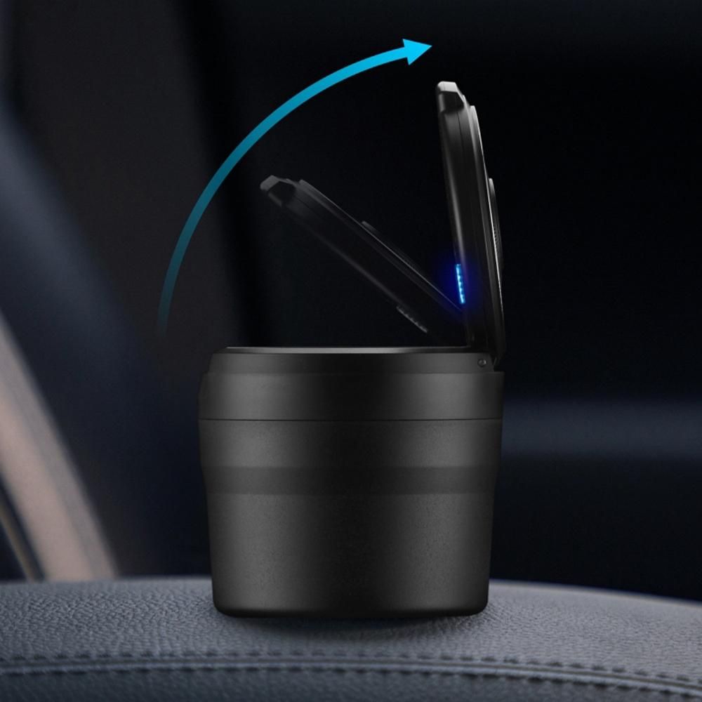 Portable Ashtray with LED Light Auto Moke Cup Holder Ash Tray for Car Smokeless Ashtrays Car Accessories,Black